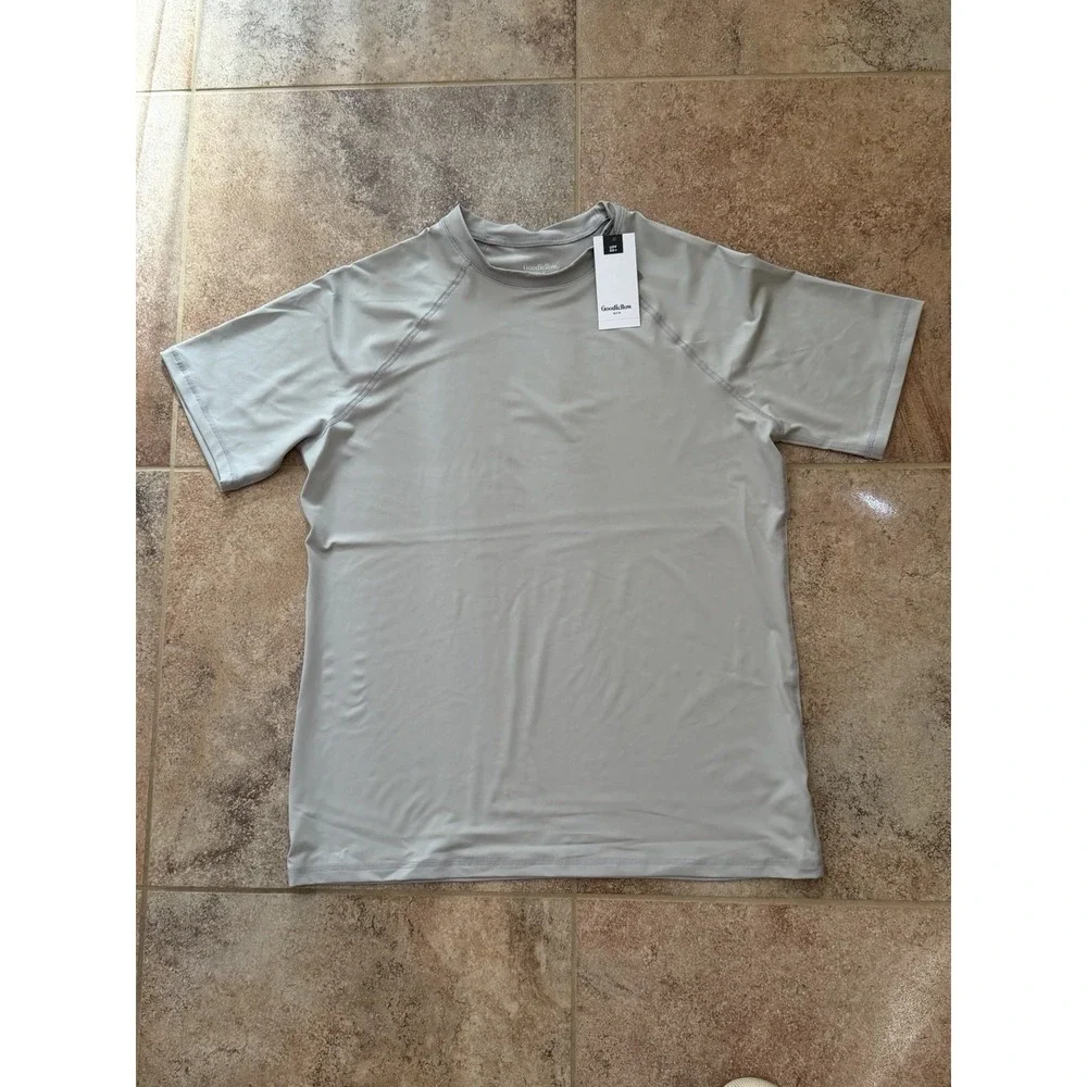 Goodfellow & Co Men's Short Sleeve Rash Guard Top UPF 50+ Gray Sz L NWT